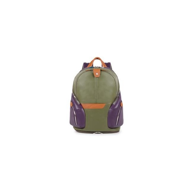 Piquadro backpack small green leather and fabric Coleos-CA3936OS/VE