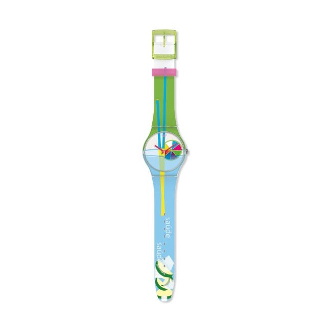 Orologio Colors Caipi Swatch verde e celeste Beach Swing- SUOW124