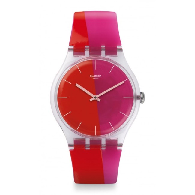 Uhr-Farben rosa rot Swatch Lampoonia & bicolor-SUOK117