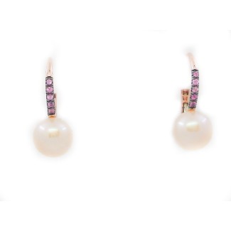 Lever-back earrings Mimi Happy with Pearl and Pink Sapphire