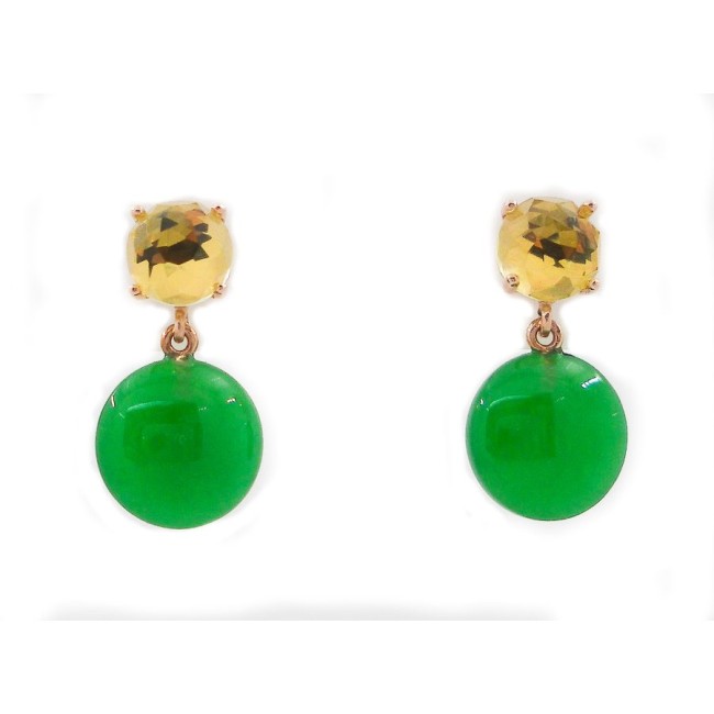 Dangling Mimì Les Lulu with Lemon quartz and jade