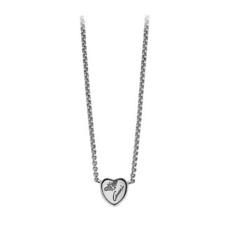 Gucci Flora heart silver necklace-YBB34195400100U