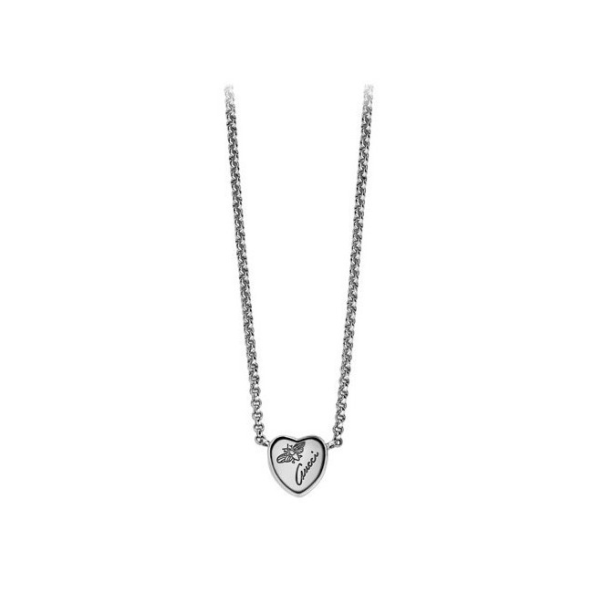Gucci Flora heart silver necklace-YBB34195400100U