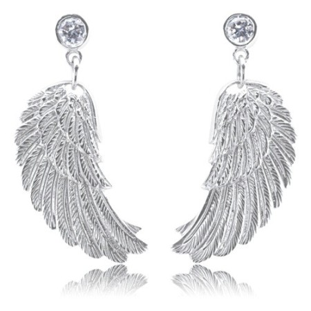 Engelrufer Flügel Ohrringe in Silber mit Zirkonen