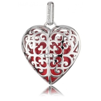 Pendente cuore grande Engelsrufer in argento e cuore rosso