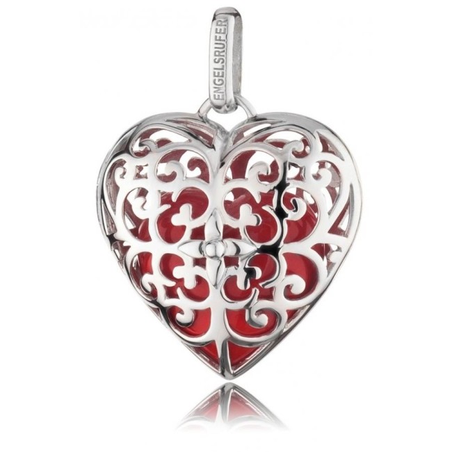 Big Engelsrufer heart pendant in silver and red heart