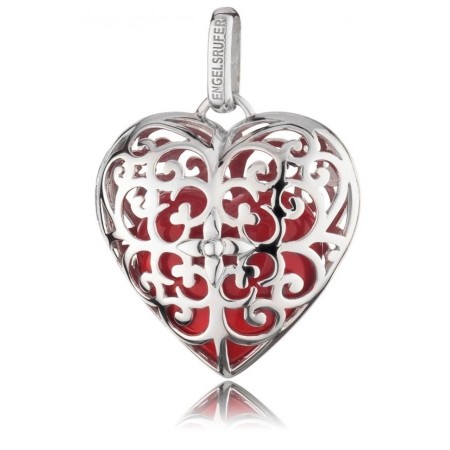Pendente cuore grande Engelsrufer in argento e cuore rosso