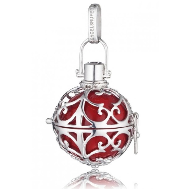Pendente grande Engelsrufer in argento e sfera rossa - ER05L