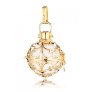 Medium gold-plated silver pendant Engelsrufer with white ball-ER01GM