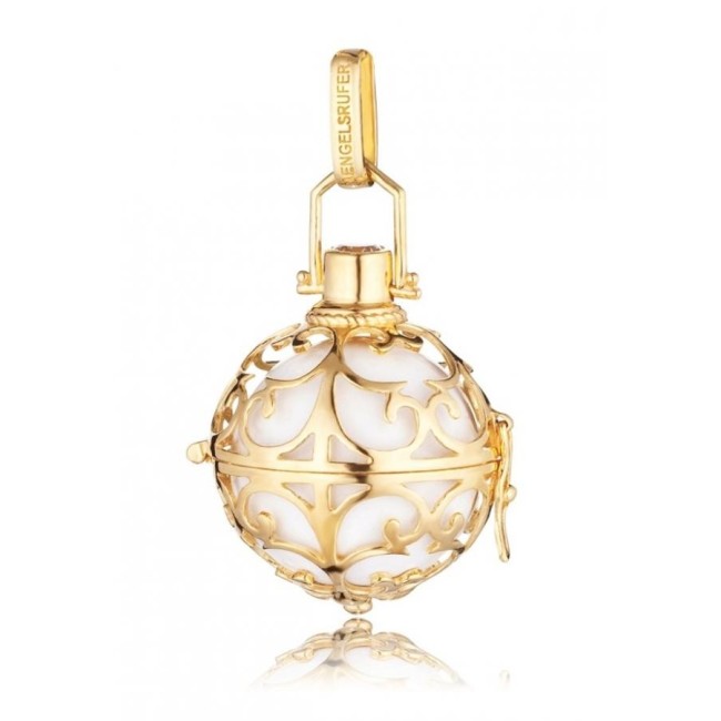 Medium gold-plated silver pendant Engelsrufer with white ball-ER01GM