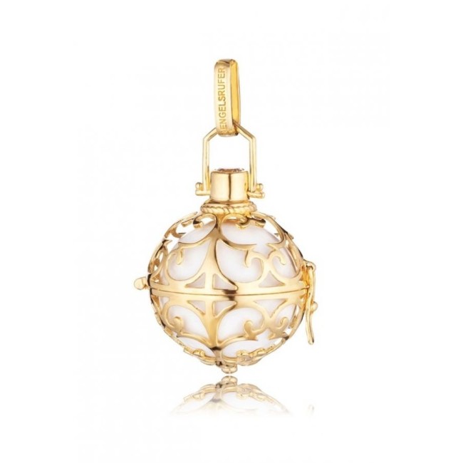 Kleinen Anhänger Engelrufer Golden Silber mit weißen Ball-ER01GS