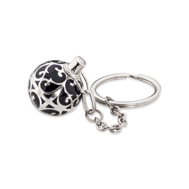 Engelrufer Schlüsselanhänger aus Sterling Silber mit schwarzer Emaille-ERK-02