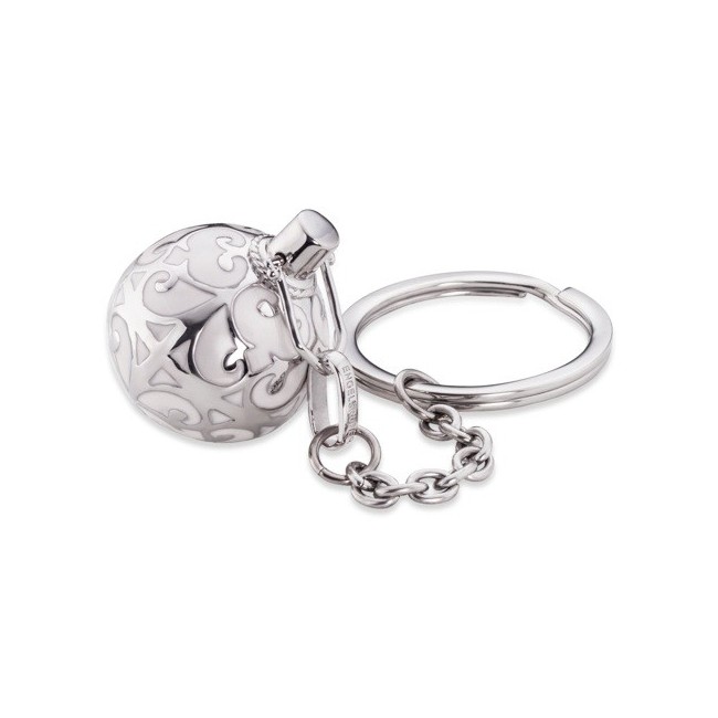 Schlüsselanhänger Engelrufer in Sterling Silber und weiße Emaille-ERK-01