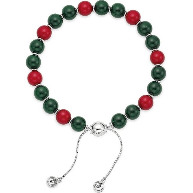 Bracciale Britt Gucci perle legno rosso verde - YBA310541001018