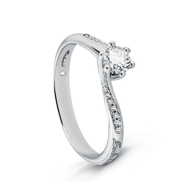Anello Salvini Poesia con diamante centrale e contorno - 20068982