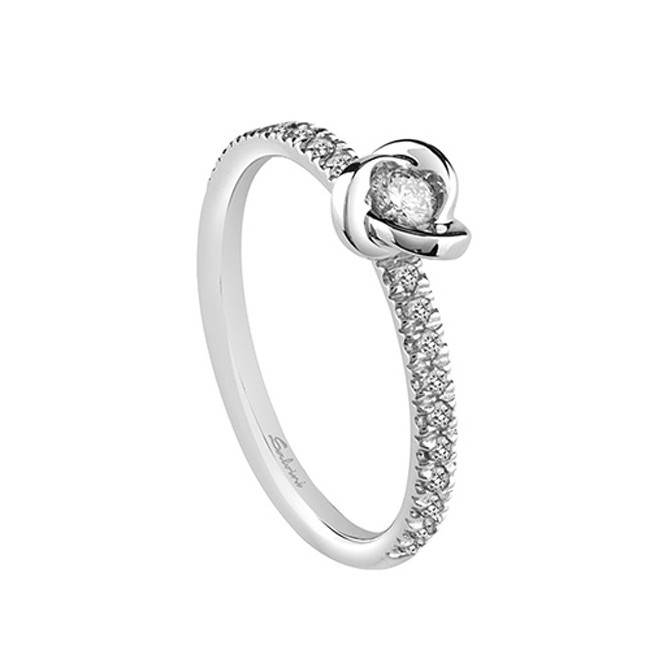 Solitaire ring Salvini sprout in gold and diamonds-20063649