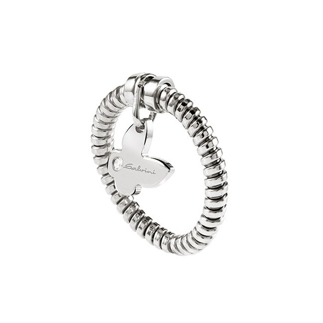 Schmetterling Anhänger und Ring Salvini Minimal Pop mit Diamant-Weißgold