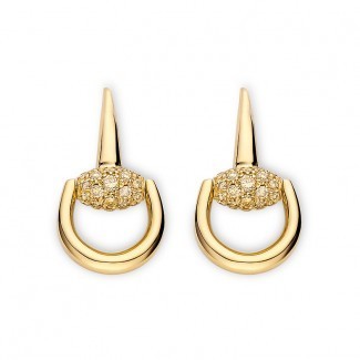Orecchini Horsebit Gucci oro giallo con diamanti brown - YBD35702900100U