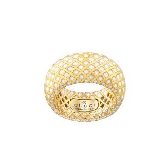 Band ring yellow gold and white enamel Gucci Diamantissima