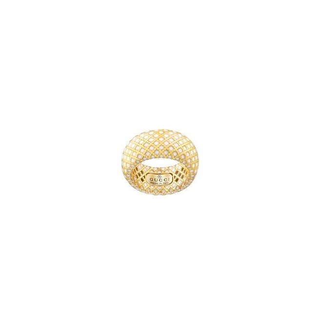 Band ring yellow gold and white enamel Gucci Diamantissima