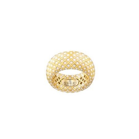 Band-Ring gelb-Gold und weiß Emaille Gucci Diamantissima