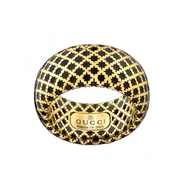 Anello fascia Gucci Diamantissima in oro giallo e smalto nero