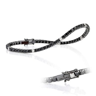 Crieri Tennis bracelet in white gold, Black diamonds and diamonds