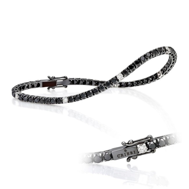 Crieri Tennis bracelet in white gold, Black diamonds and diamonds