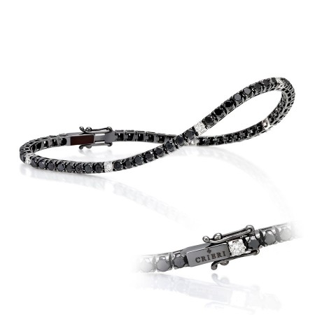 Crieri Tennis bracelet in white gold, Black diamonds and diamonds