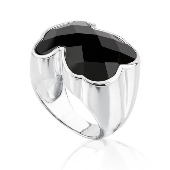 Tous tragen Silber Onyx Ringschiene breit