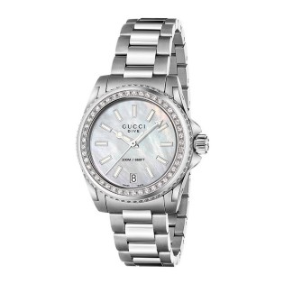 Gucci women watch with diamond and motherpearl dial-YA136406