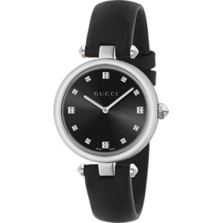 Gucci watch Diamantissima black leather strap YA141403