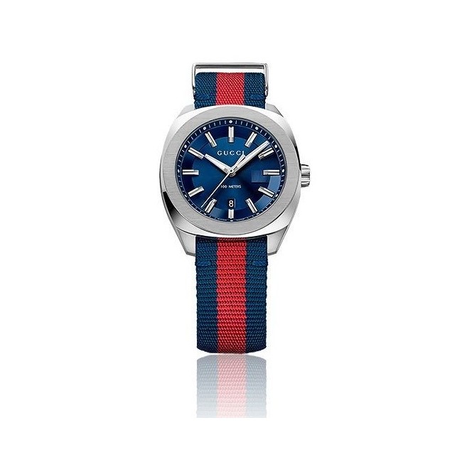 Mens Gucci Watch Red strap blau GG2570-YA142304