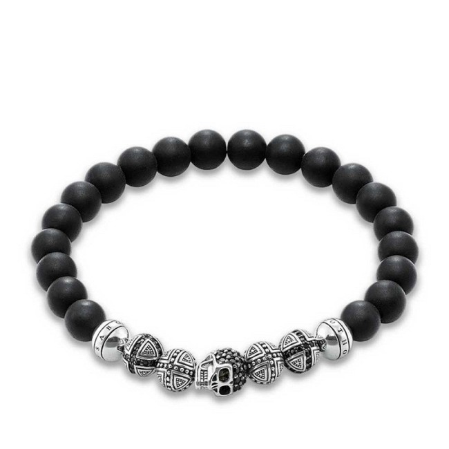 Thomas Sabo Armband mit silbernen Kugeln und Obsidian