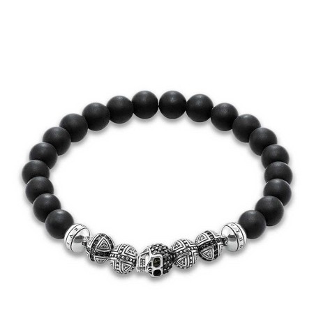Thomas Sabo Armband mit silbernen Kugeln und Obsidian