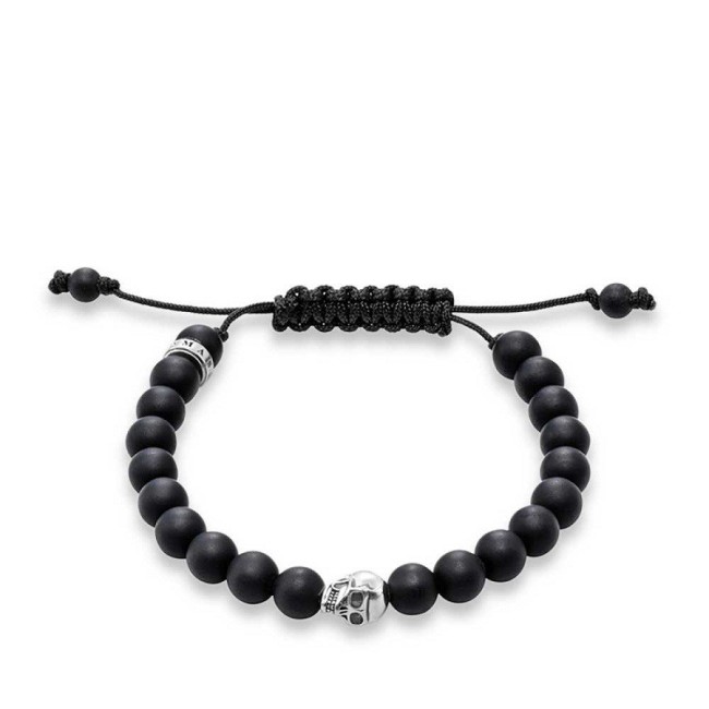 Bracciale Thomas Sabo con sfere in ossidiana e componente in argento