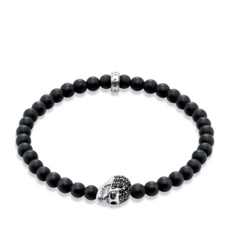 Thomas Sabo Armband mit Obsidian und Silber Komponente Kugeln