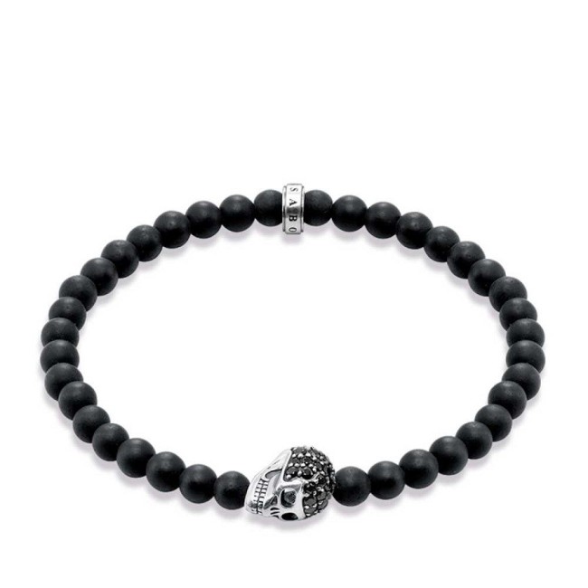 Thomas Sabo Armband mit Obsidian und Silber Komponente Kugeln