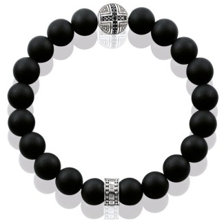 Bracciale Thomas Sabo con sfere in ossidiana e componente in argento