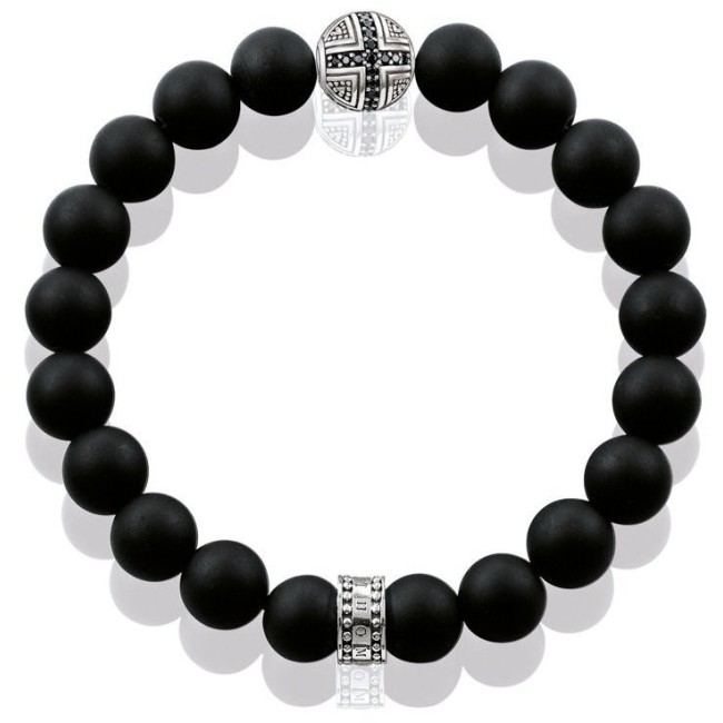 Thomas Sabo Armband mit Obsidian und Silber Komponente Kugeln