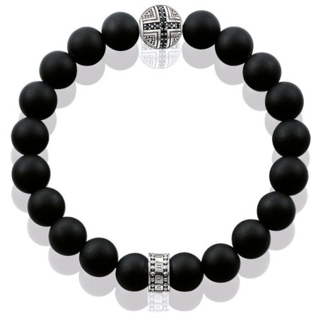 Bracciale Thomas Sabo con sfere in ossidiana e componente in argento