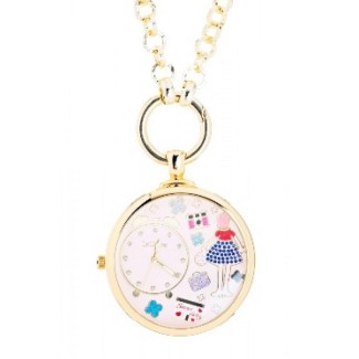 Pocket Watch Halskette das goldene und rosa Carose Zeit