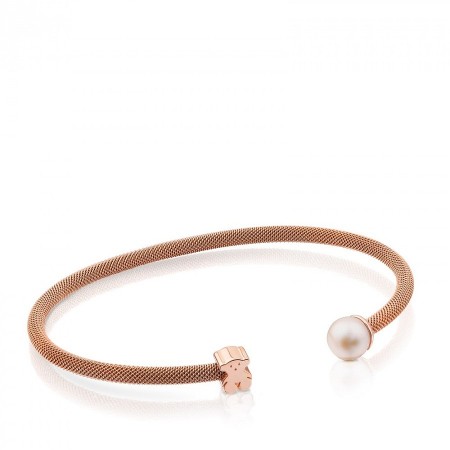 Rosa Armband Tous Mesh mit Teddybär und Pearl-613101520