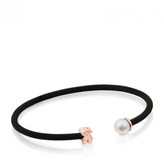 Black Mesh Bracelet Tous teddy bear and pearl - 613101510