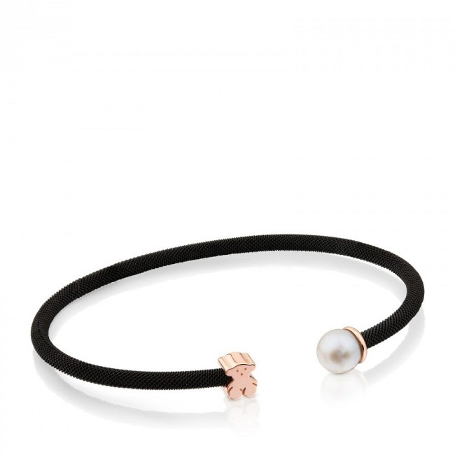 Black Mesh Bracelet Tous teddy bear and pearl - 613101510