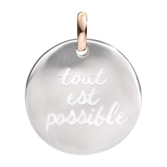 Queriot big coin pendant Tout est Possible silver and gold