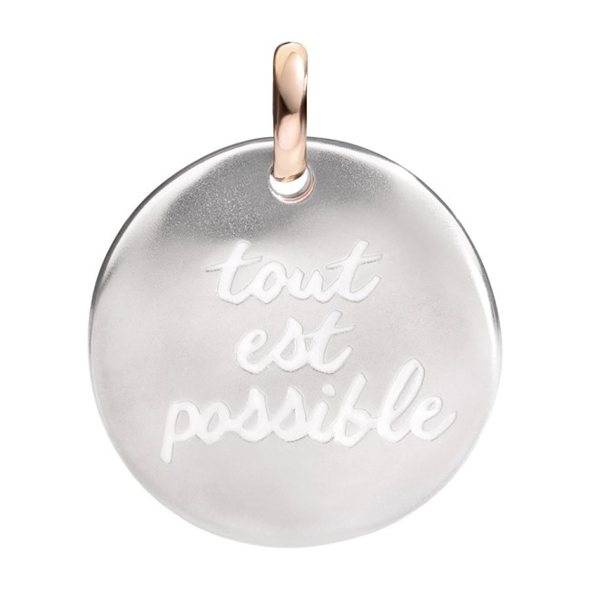 Queriot big coin pendant Tout est Possible silver and gold