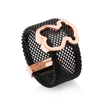 Schwarz-Silber Mesh 613105561 Ring Tous-Symbol