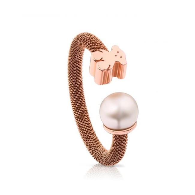 Maple rose and Pearl Mesh ring Tous Icon-613105520
