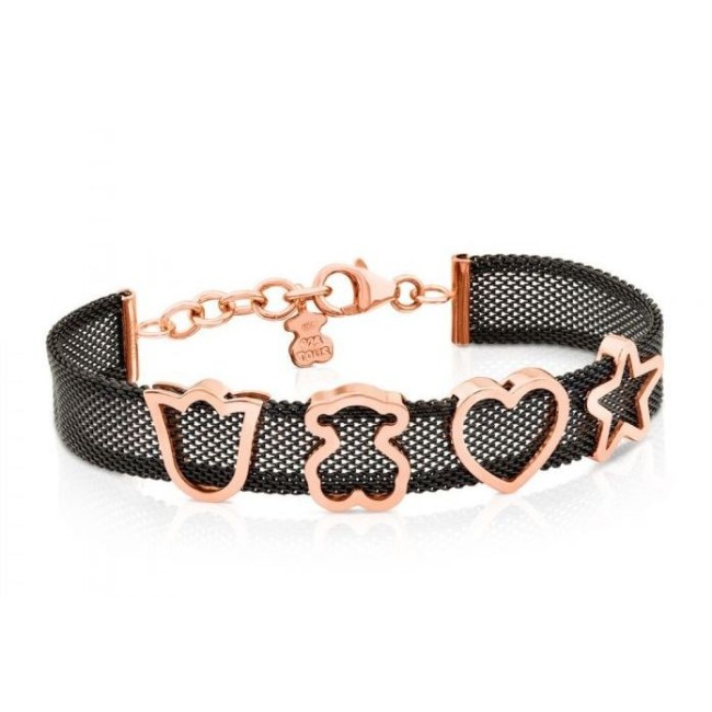 Bracciale Tous Icon Mesh argento nero e rosè - 613101640